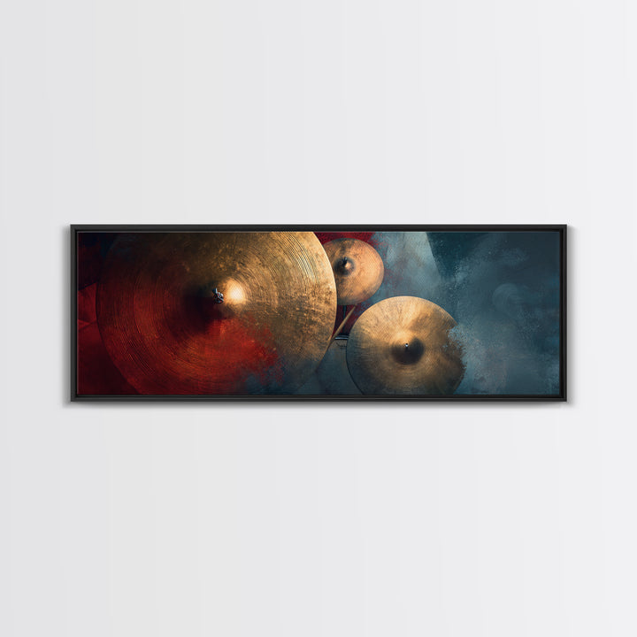 Gold Cymbal Closeup Canvas Print, Music Studio Art, Minimalist Decor, Studio Decor, Oil Painting, Rhythm, Scripture Wall Art, MSA-3x1-88