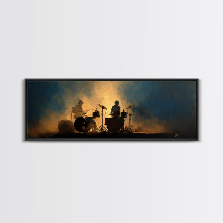 Drum Kit Silhouette Canvas Print, Music Studio Art, Music Posters, Studio Decor, Watercolor Art, Rhythm, Music Lover, MSA-3x1-94
