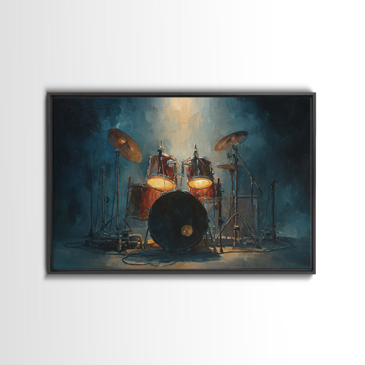Drum Kit Silhouette Framed Canvas Print, Music Studio Art, Music Poster, Studio Decor, Fine Art, Rhythm, Personalized Art, MSA-3x2-10