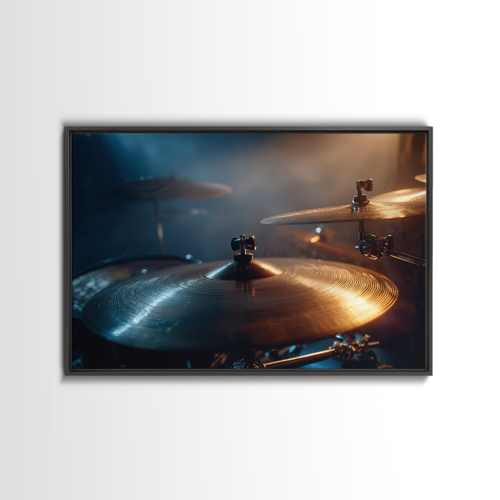 Gold Cymbal Closeup Framed Canvas Print, Music Studio Art, Fine Art Print, Studio Decor, Oil Painting, Rhythm, Wall Decor, MSA-3x2-100