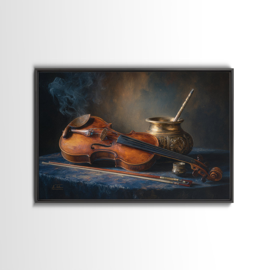 Violin and Bow Canvas Print, Music Studio Art, Neutral Decor, Studio Decor, Fine Art, Rhythm, Wall Art, Home Decor, Wall Decor, MSA-3x2-68
