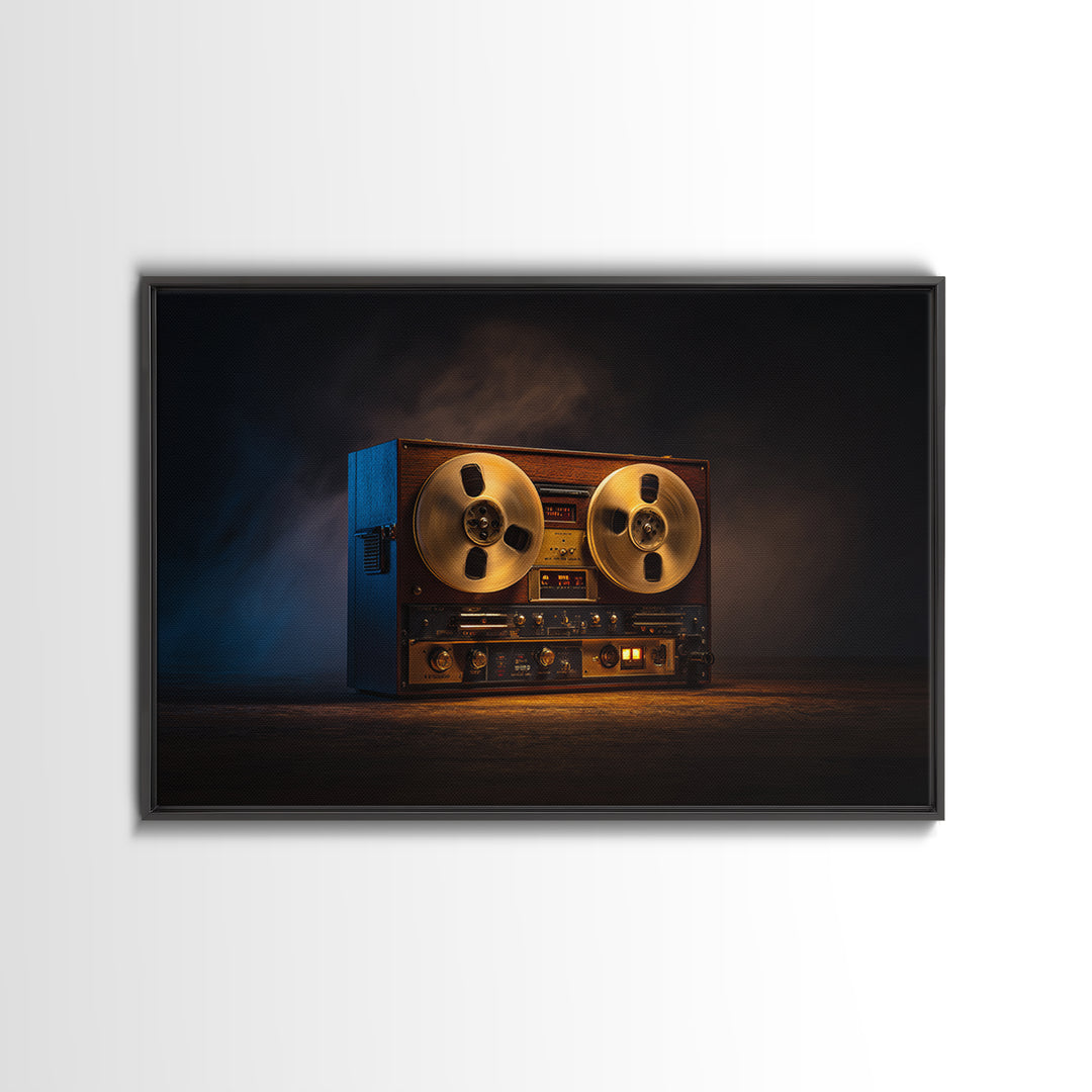 Recording Tape Reel Framed Canvas Print, Music Studio Art, Commission Painting, Studio Decor, Fine Art, Rhythm, Neutral Decor, MSA-3x2-90