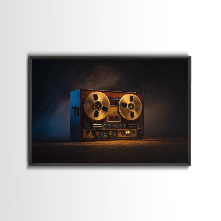 Recording Tape Reel Framed Canvas Print, Music Studio Art, Commission Painting, Studio Decor, Fine Art, Rhythm, Neutral Decor, MSA-3x2-90