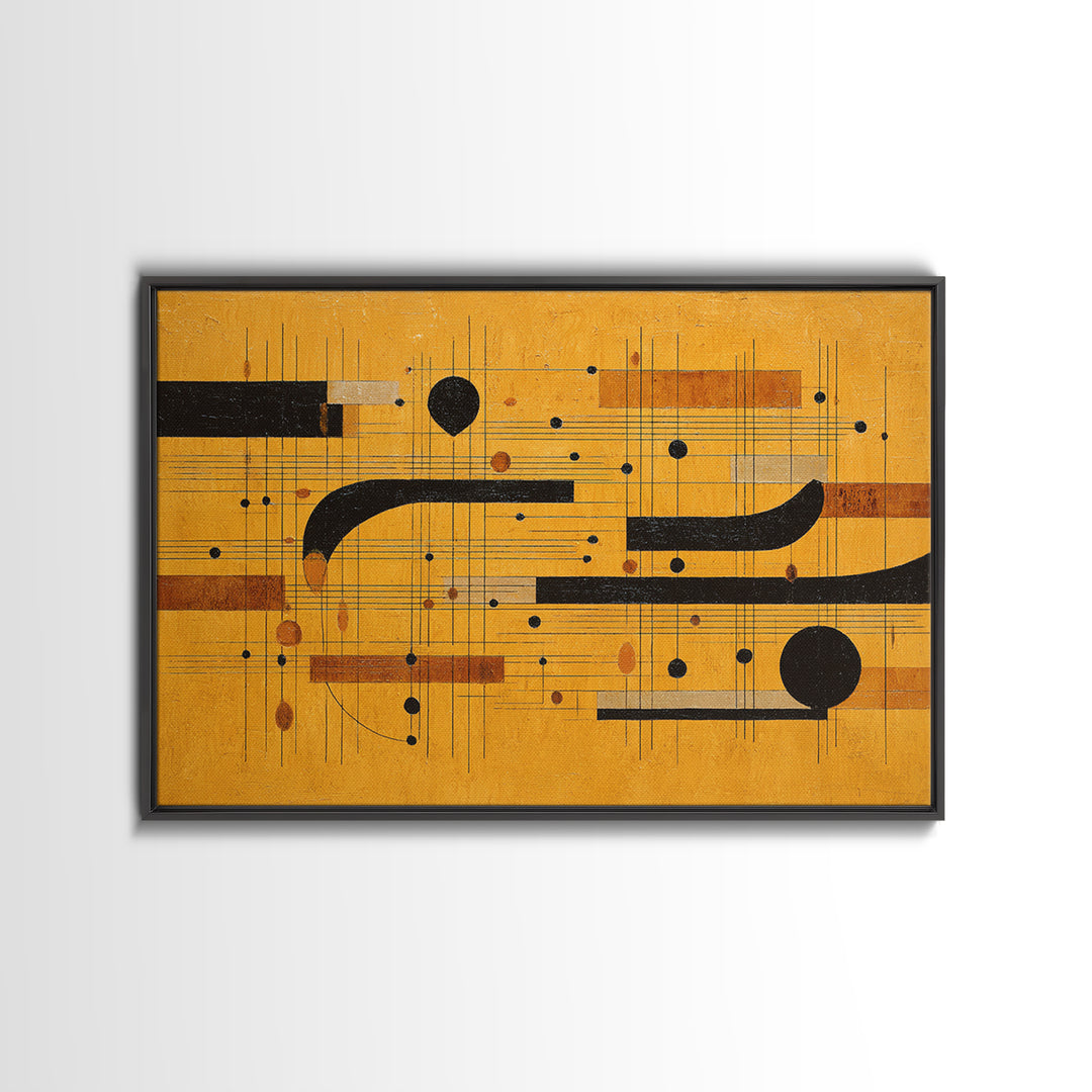 Abstract Rhythm Lines Like Painted Music Framed Canvas Print, Music Studio Art, Minimalist Decor, Studio Decor, Abstract Art, MSA-3x2-99