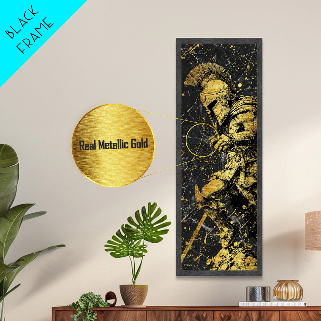 Spartan Warrior Metallic Gold Wall Art, Brushed Gold Aluminum Art, Gift For Him, Husband Man Cave Wall Art