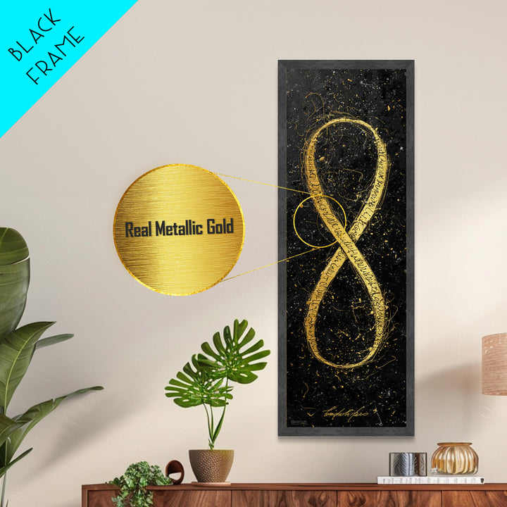 Golden Infinity Symbol - Metallic Gold Wall Art - Wood Framed Art, Man Cave Decor, Infinite Symbol Painting, Gold Painting Art