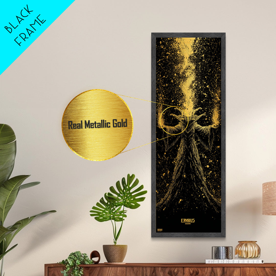 Erebus Mythology Metallic Gold Metal Print, Dark Greek God Wall Art, Underworld Decor, Real Wood Framed Gold Print