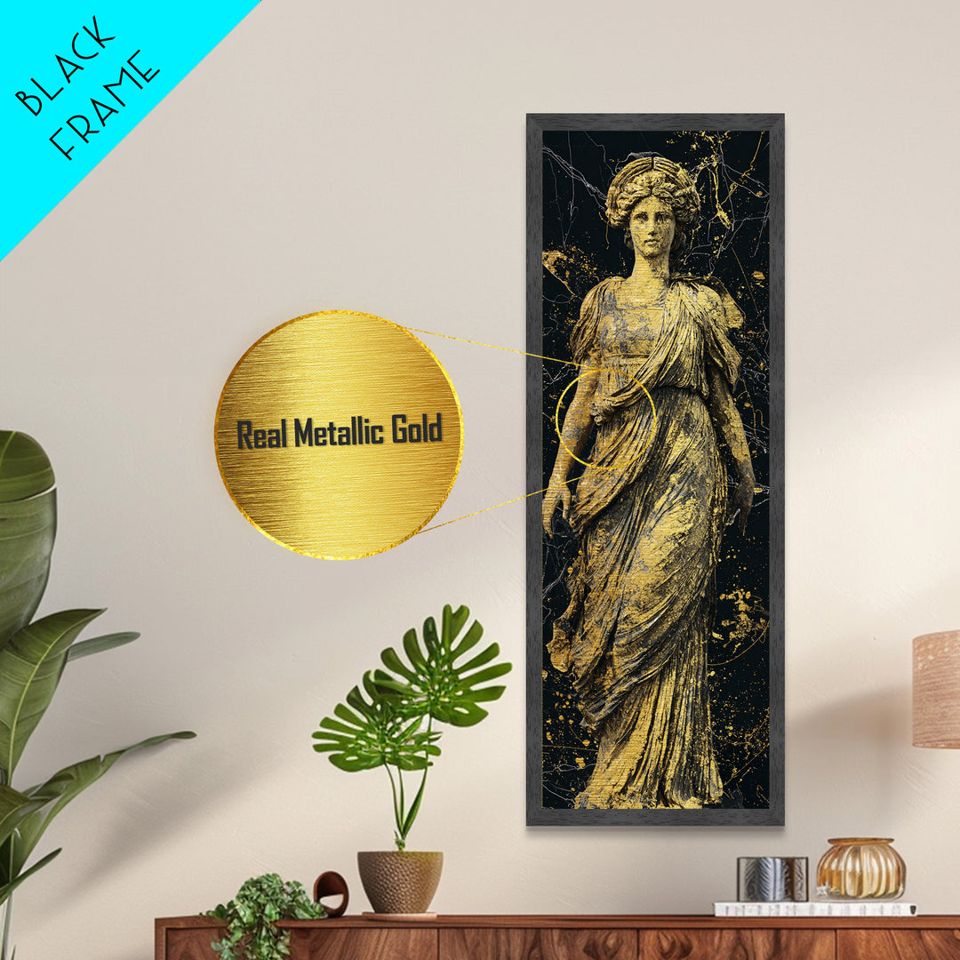 Helen Of Troy Metallic Gold Art, Greek Goddess Wall Print, Classical Mythology Decor, Real Wood Framed Gold Artwork