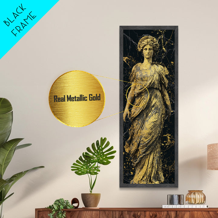 Helen Of Troy Metallic Gold Art, Greek Goddess Wall Print, Classical Mythology Decor, Real Wood Framed Gold Artwork