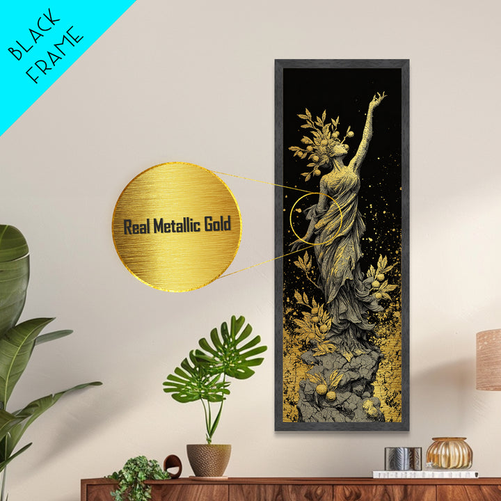 Persephone Metallic Gold Metal Print, Greek Goddess Of Spring Wall Art, Underworld Queen Decor, Real Wood Framed Print