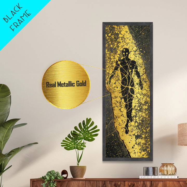 Uranus Greek God Metallic Gold Art, Primordial Sky Deity Wall Print, Mythology Starry Night Artwork, Real Wood Framed Metal Print