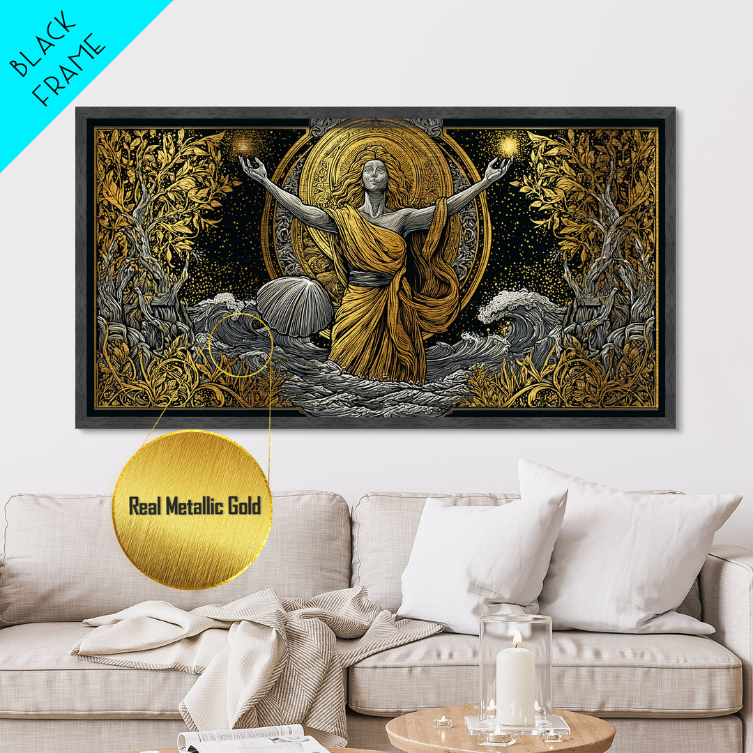 Aphrodite Goddess Of Love And Beauty, Metallic Gold Metal Print, Elegant Greek Mythology Wall Art, Luxury Classic Home Decor