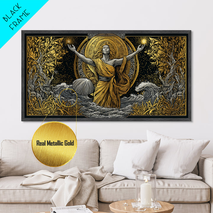 Aphrodite Goddess Of Love And Beauty, Metallic Gold Metal Print, Elegant Greek Mythology Wall Art, Luxury Classic Home Decor