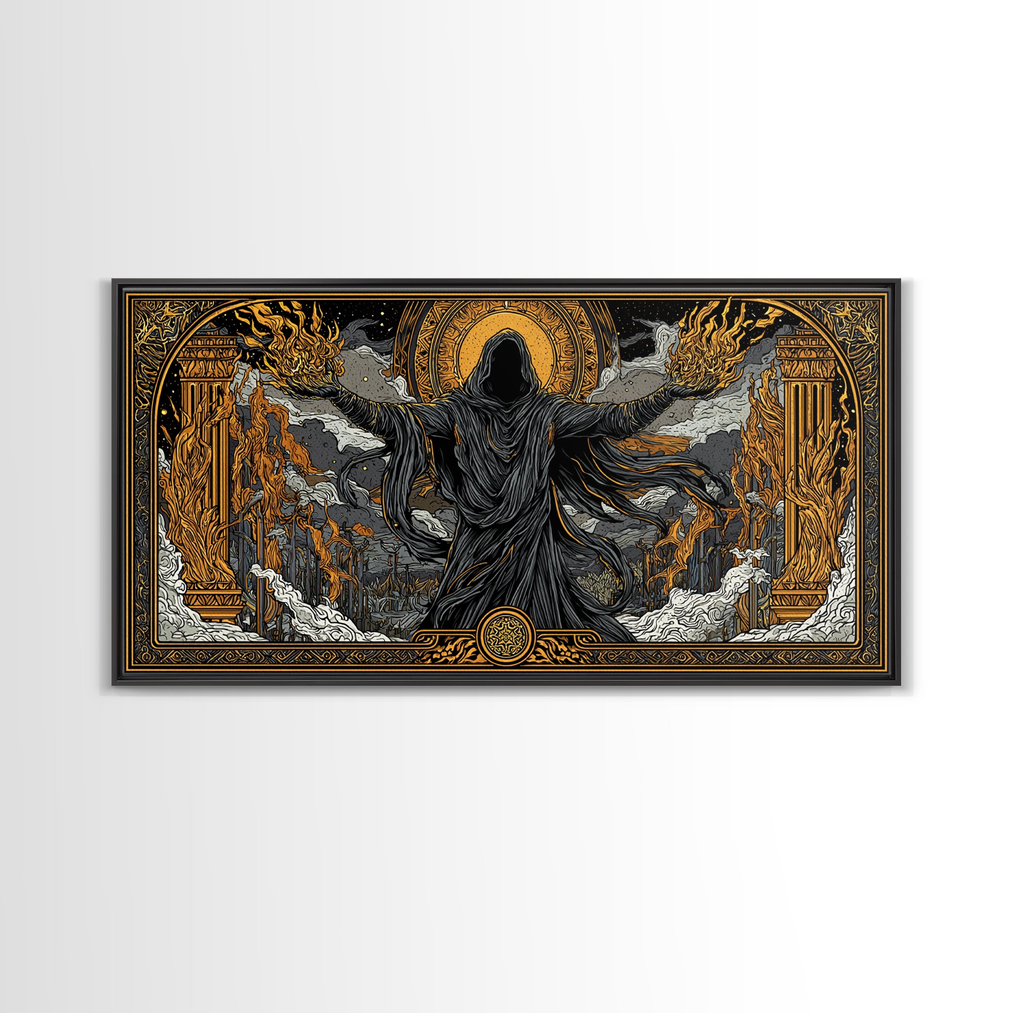 絵画 GOD Gold Canvas Art, Erebus God of Darkness, Greek Primordial Deity