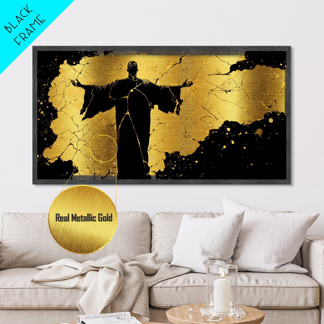 Erebus Metallic Gold Metal Print, Greek God Wall Art, Dark Mythology Decor, Real Wood Frame, Luxury Metal Wall Hanging, Gift For Him