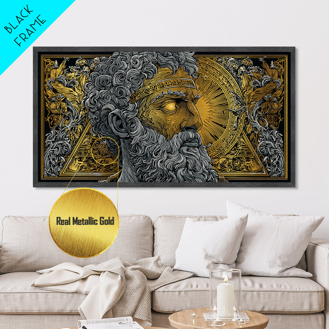 Pythagoras Greek Philosopher Metallic Gold Metal Print, Ancient Wisdom Wall Art, Real Wood Frame, Intellectual Gift