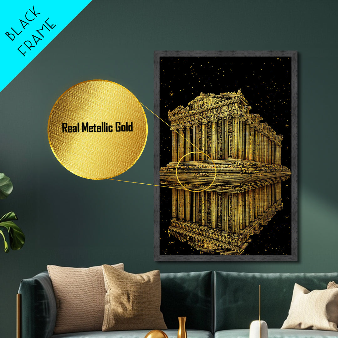 The Parthenon of Stars – Reflections of an Ancient Empire, Metal Art, Metallic Gold Print, Metal Wall Art, Man Cave Decor