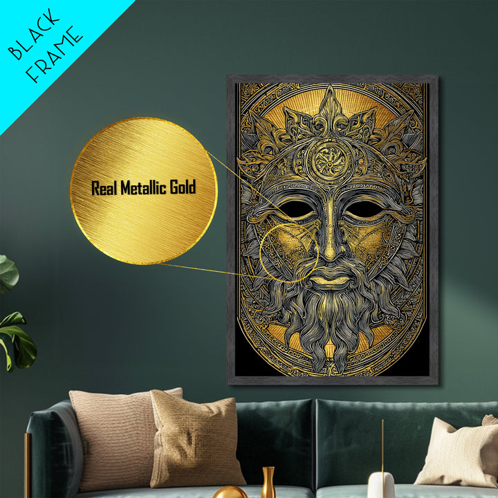 Agamemnon Greek Mythology Metallic Gold Metal Print, Ancient Warrior King Artwork, Real Wood Framed Wall Art Decor