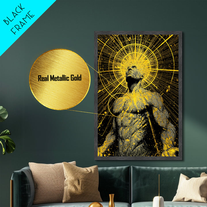 Ancient Greek Goddess Hera Mosaic, Mythology Throne Metallic Gold Art, Timeless Goddess Wall Print, Real Wood Frame
