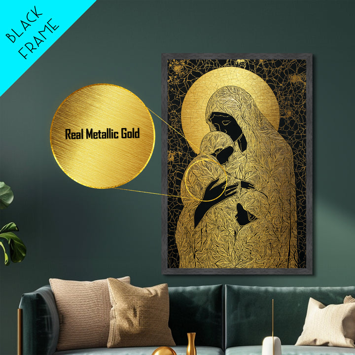 Hermes Greek God Leaping, Mythology Divine Messenger, Metallic Gold Art Print, Ancient Greek Wall Decor, Real Wood Frame