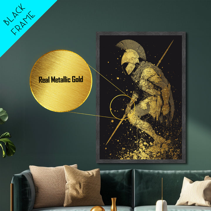 Medusa Head Metallic Gold Metal Print, Mythological Serpent Hair Art, Ancient Creature Wall Decor, Classical Fantasy Artwork Frame