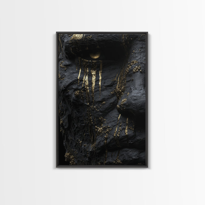 Viking God Odin Canvas Gold Art, Norse Mythology Inspired Canvas Print, Real Wood Frame, Powerful Nordic Warrior Wall Decor