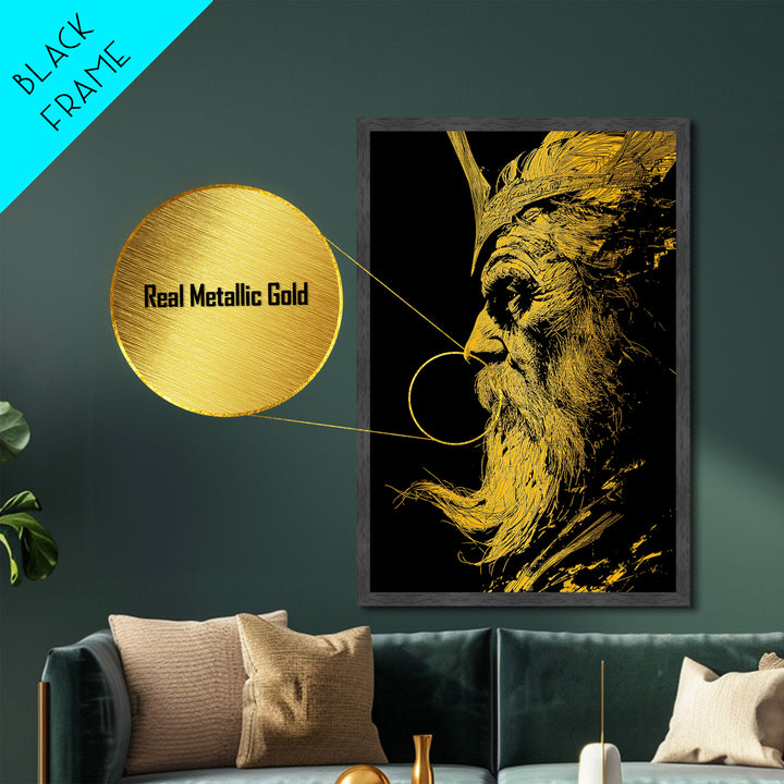 Metallic Gold Metal Print, Abstract Face Art, Luxury Modern Wall Decor, Surreal Lips Artwork, Real Wood Frame Home Art