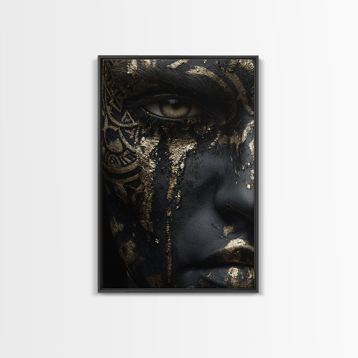 Roman Warrior Canvas Gold Canvas Print, Mythology Wall Art, Luxury Home Decor, Ancient History Artwork, Real Wood Frame