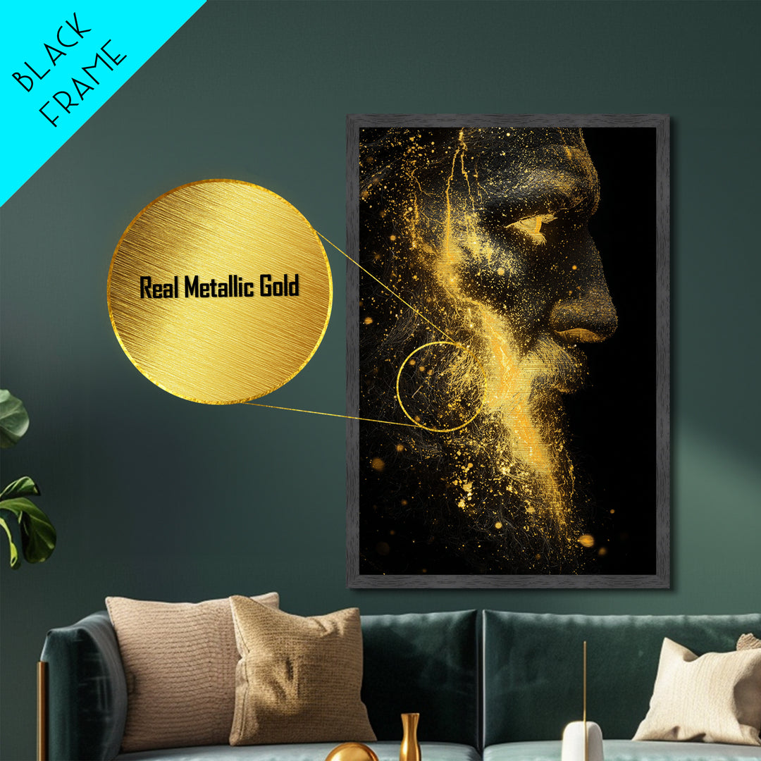 Augustus Caesar Metallic Gold Metal Print, Classical Roman Wall Art, Regal Historical Decor, Myth Inspired Artwork, Wood Frame