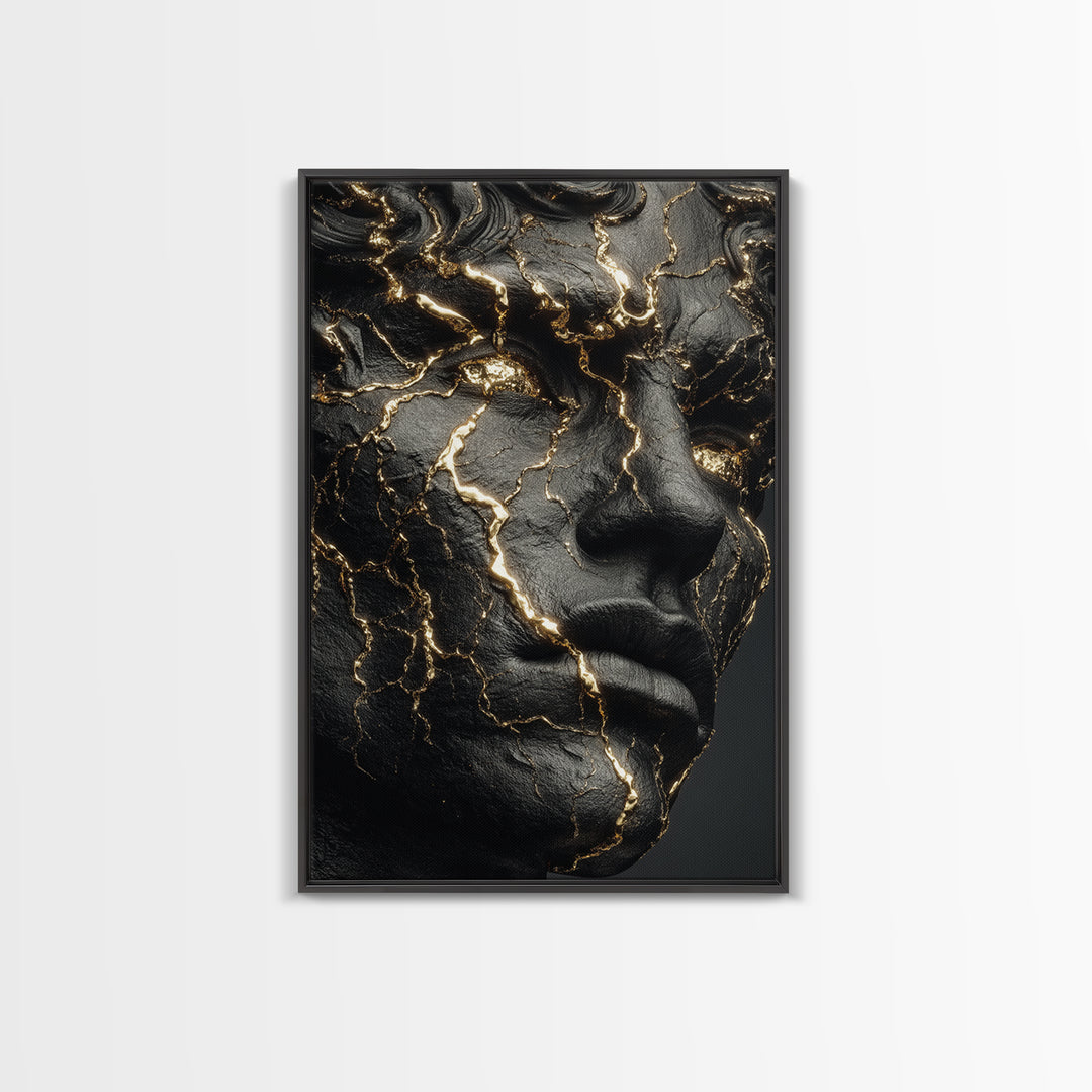 Emperor Portrait Canvas Gold Canvas Print, Ancient Roman Wall Art, Museum Style Home Decor, Classical Warrior Artwork, Wood Frame