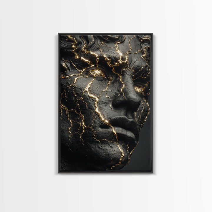 Emperor Portrait Canvas Gold Canvas Print, Ancient Roman Wall Art, Museum Style Home Decor, Classical Warrior Artwork, Wood Frame