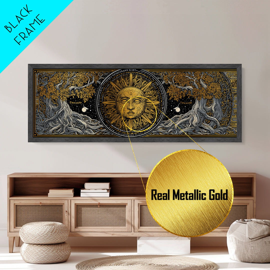 Coeus Titan Of Intellect Artwork, Greek Mythology Inspired Metallic Gold Metal Print, Ancient Titan Wall Art, Real Wood Frame