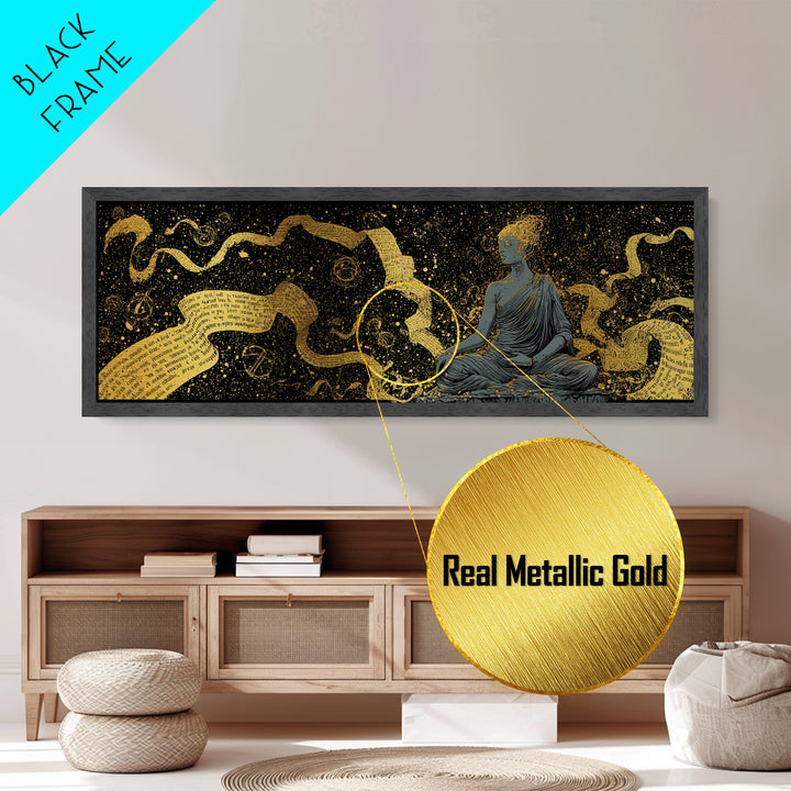 Mnemosyne Goddess Metallic Gold Metal Print, Greek Mythology Wall Art, Muse Mother Illustration, Real Wood Frame, Elegant Statement Decor