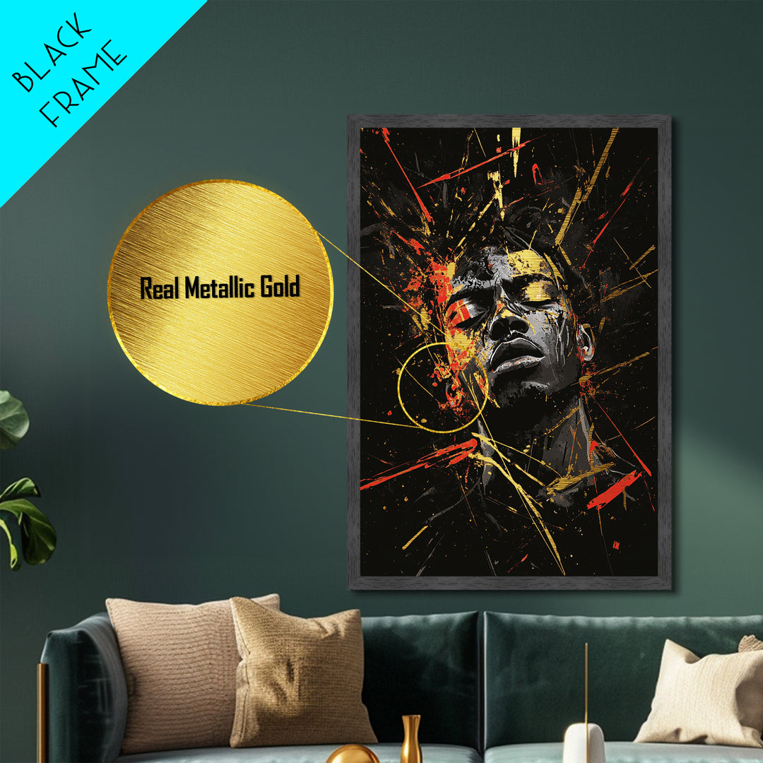 Dark Sorcerer Metallic Gold Art | Spooky Haunted Halloween Wall Decor | Metal Art with Real Wood Frame