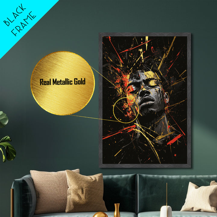 Dark Sorcerer Metallic Gold Art | Spooky Haunted Halloween Wall Decor | Metal Art with Real Wood Frame
