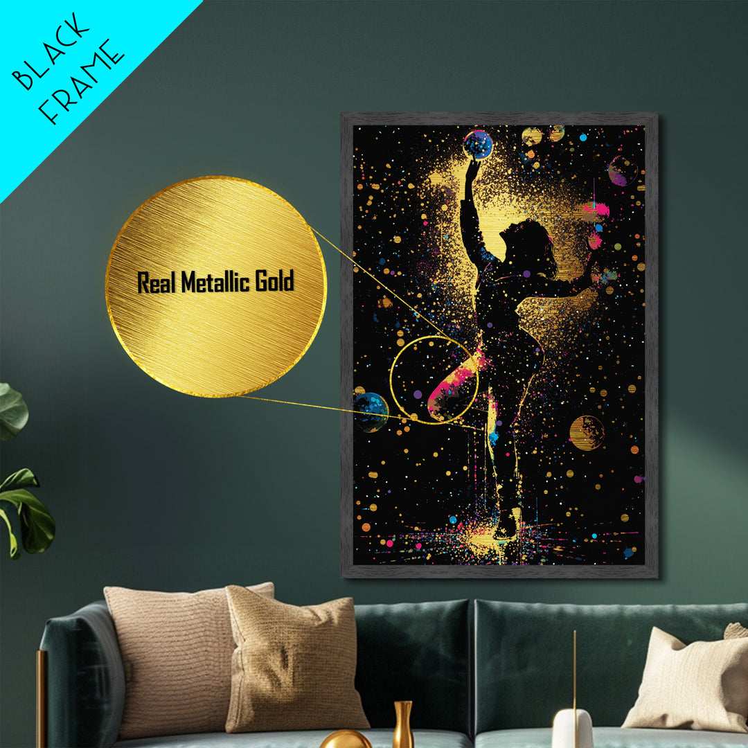 Dancing Spirit Metallic Gold Art Metal Art Halloween Spooky Wall Art framed in genuine real wood cosmic haunted season décor