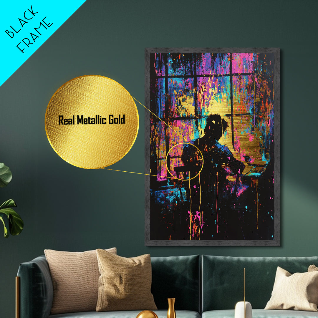Creepy Halloween Silhouette Metallic Gold Art | Haunted Horror Metal Art Spooky Season Decor | Real Wood Frame Display