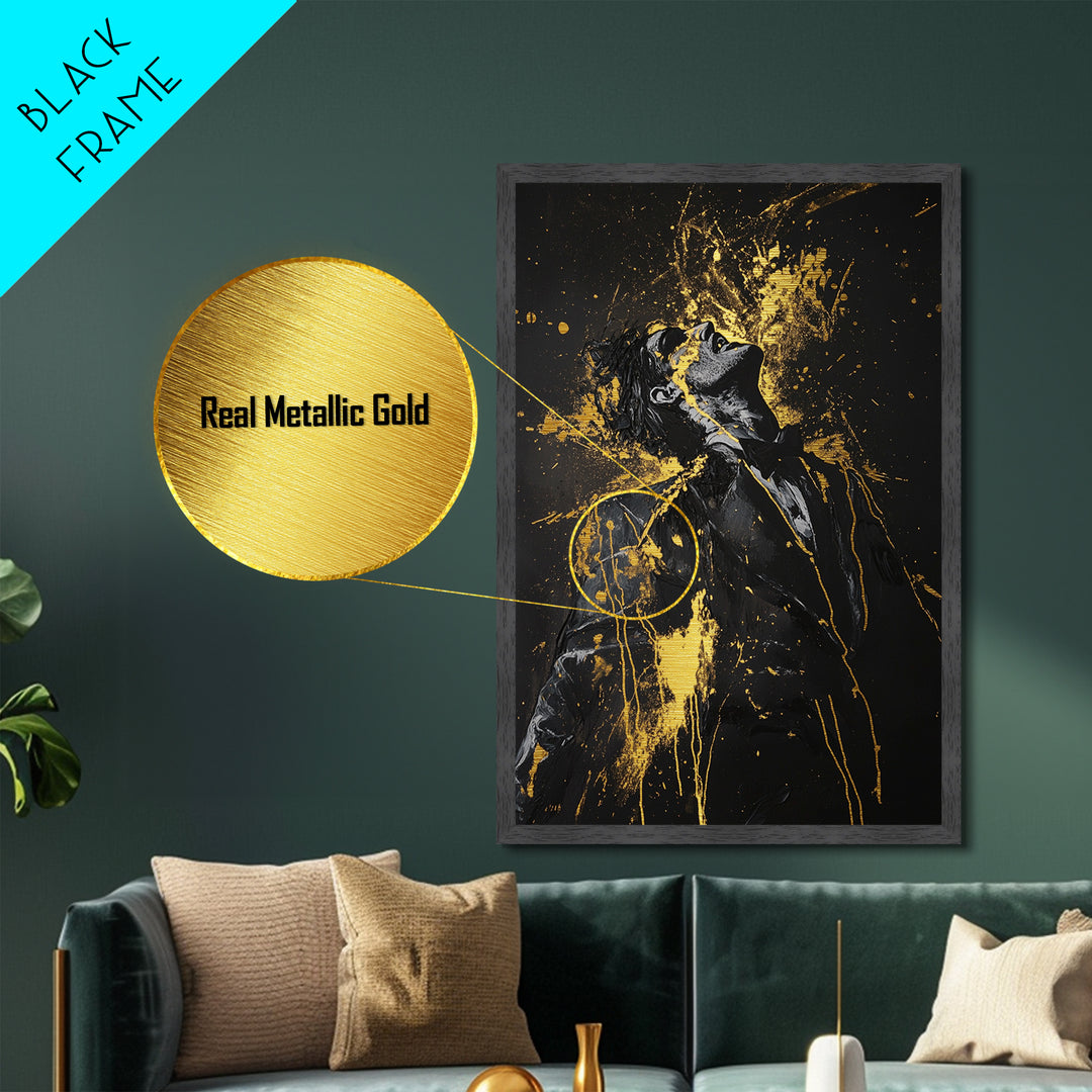 Screaming Woman Metallic Gold Art, Horror Gothic Metal Art with Real Wood Frame, Spooky Halloween Haunted Season Wall Piece