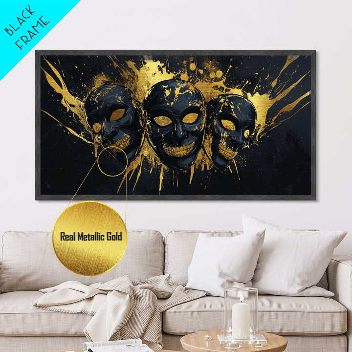 Sacred Goddess Metallic Gold Metal Print, Ornate Splatter Art On Metal, Real Wood Frame Wall Décor, Mystical Divine Artwork