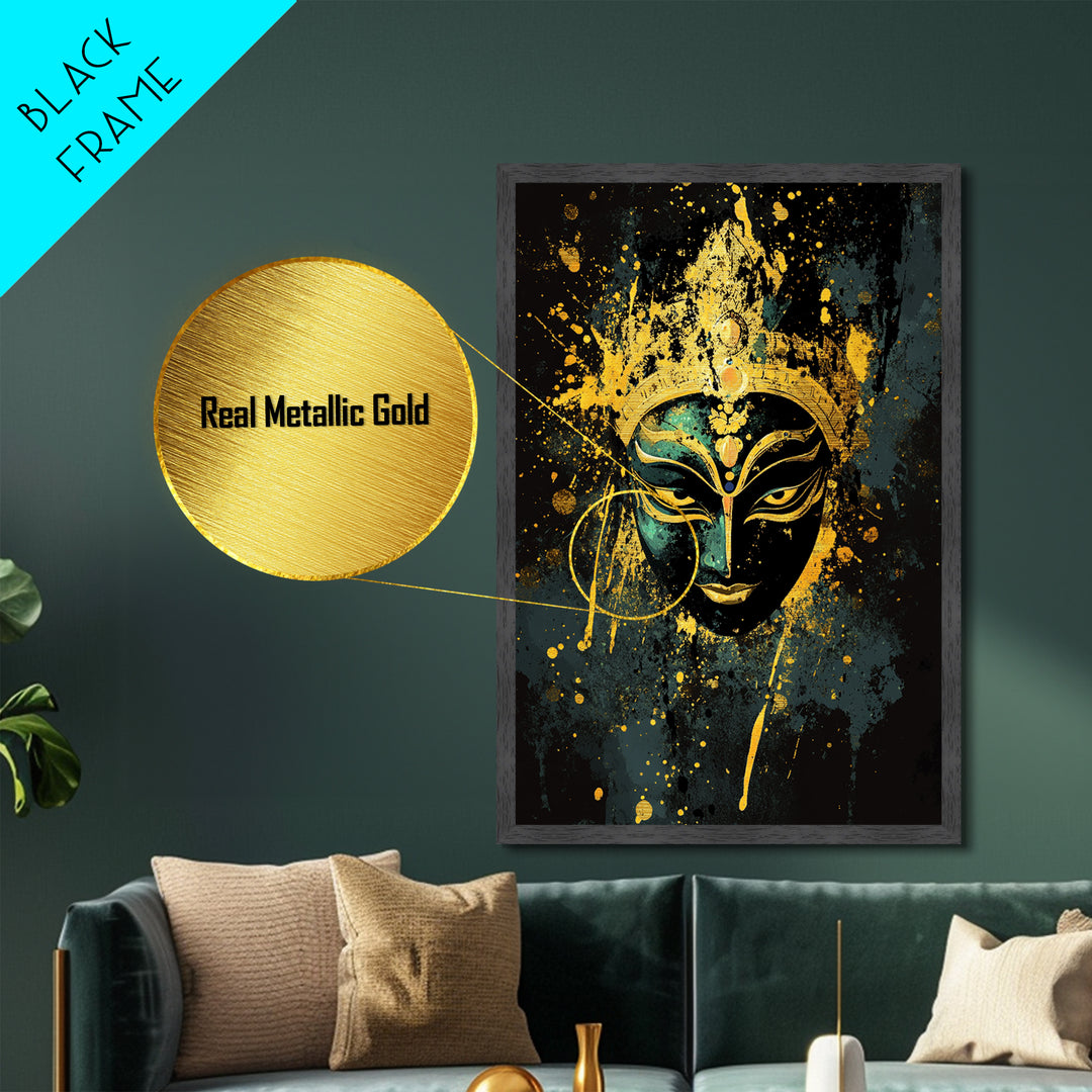 Mystical Goddess Face Artwork,Spiritual Wall Decor,Real Wood Frame,Bold Divine Art,Striking Sacred Home Accent