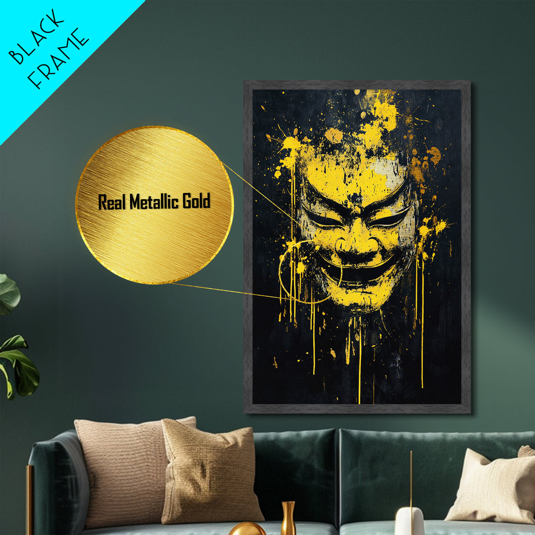 Fierce Leopard Splatter Portrait, Metallic Gold Art, Wildlife Metal Print, Real Wood Frame, Animal Wall Decor, Jungle Spirit Artwork