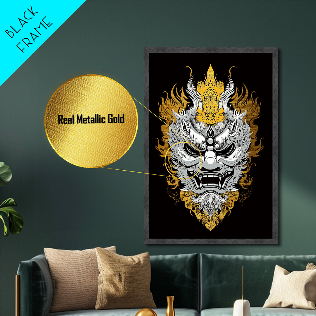 Jaguar Head Splatter Painting, Metallic Gold Art, Exotic Animal Metal Print, Real Wood Frame, Wild Cat Wall Decor, Bold Modern Artwork