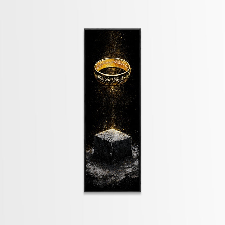 Odin’s Ring Norse Symbol Canvas Gold Art Canvas Art, Nordic Mythology Wall Decor for Man Cave, with authentic wood frame