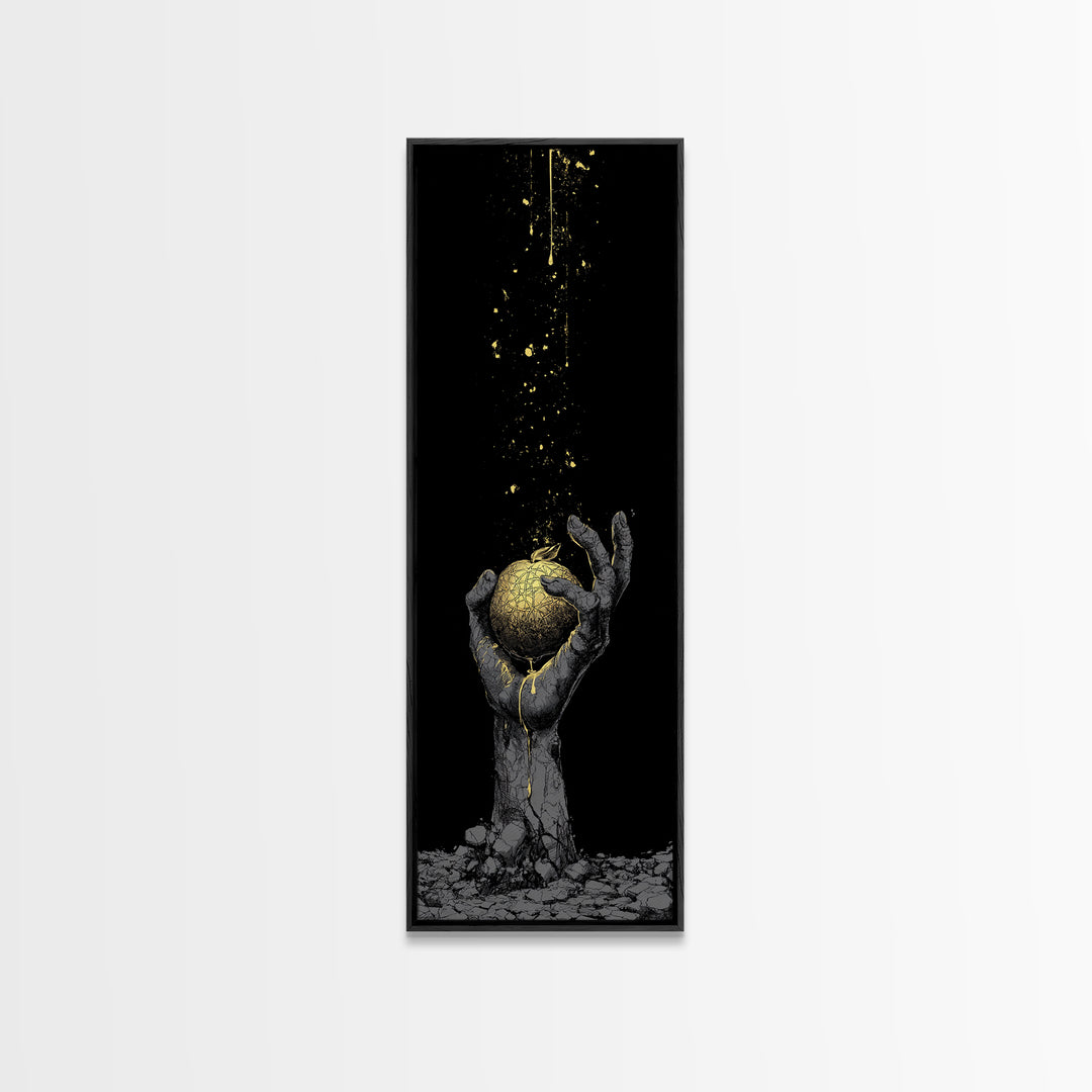 Golden Apple of Idunn Canvas Gold Art Canvas Art, Norse Mythology Viking Decor for Dad Gift or Office, in real wood frame