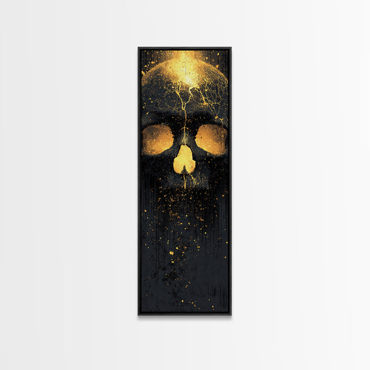 Skull of Ragnarok Canvas Gold Art Canvas Art | Norse Mythology Wall Decor for Man Cave or Office | Viking Style Frame in Real Wood