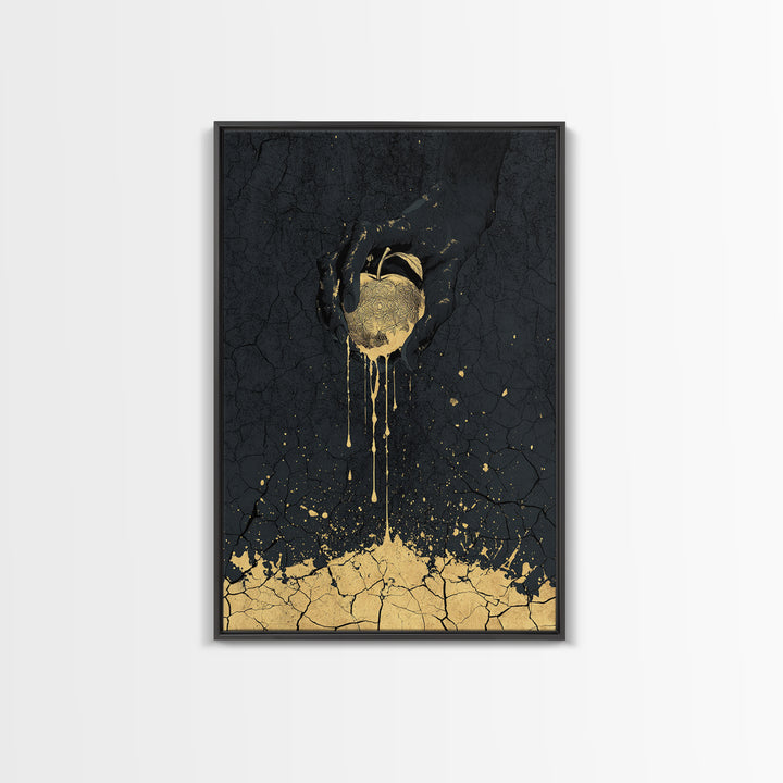 Golden Apple of Idunn Canvas Gold Art Canvas Art | Norse Myth Wall Decor Viking Symbol | Gift for Men | Framed in Real Wood