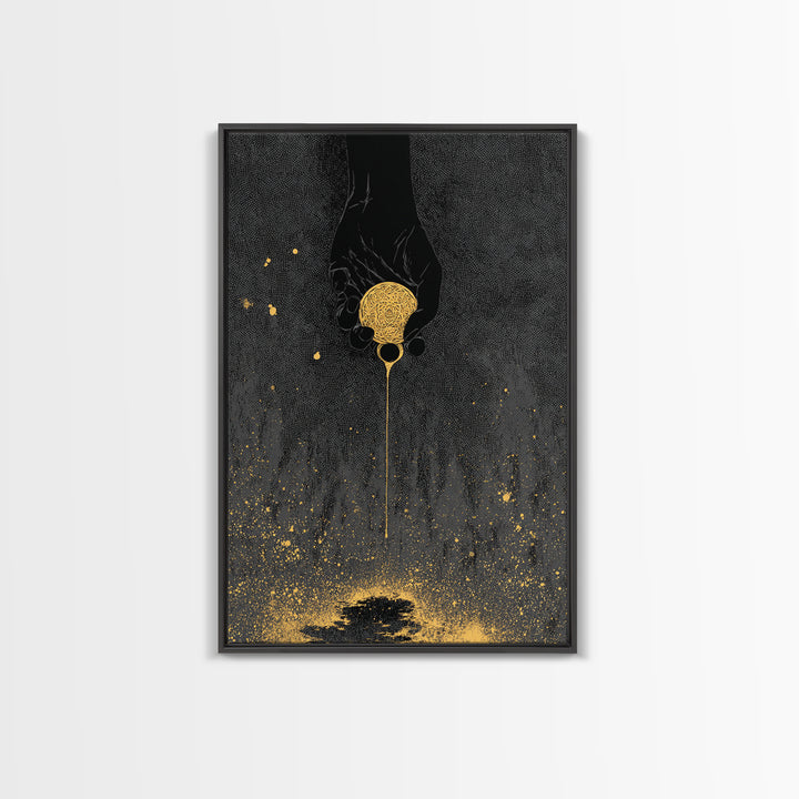 Eternal Golden Apple Canvas Gold Art Canvas Art | Norse Myth Decor | Pagan Wall Art for Office or Man Cave | Framed with Wood