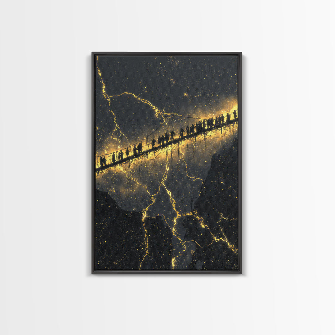 Helheim Norse Underworld Gate Canvas Gold Art Canvas Art Viking Mythology Wall Decor Dark Office Man Cave framed in real wood