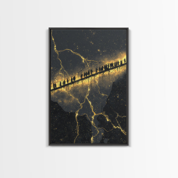 Helheim Norse Underworld Gate Canvas Gold Art Canvas Art Viking Mythology Wall Decor Dark Office Man Cave framed in real wood