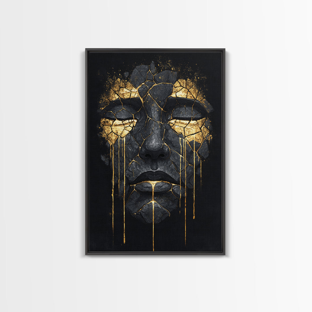 Canvas Gold Art Canvas Art of Yggdrasil | Norse World Tree Artwork in a Real Wood Frame | Viking Decor for Study, Man Cave, or Office